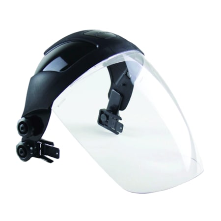 Single Crown Face Shield With Universal Adapter, Anti-Fog, Black Crown